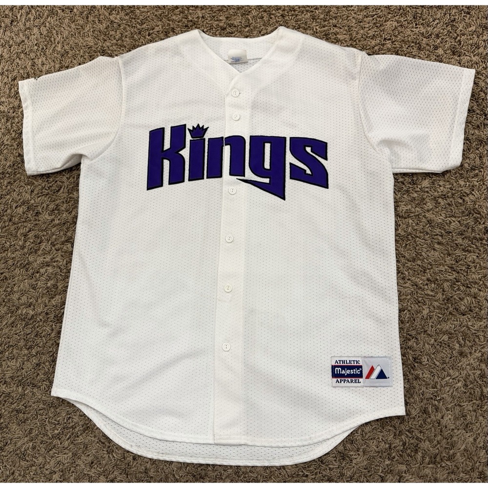 Rare Vintage Majestic Sacramento Kings Baseballs Jersey USA Men's Size Large - Picture 1 of 6